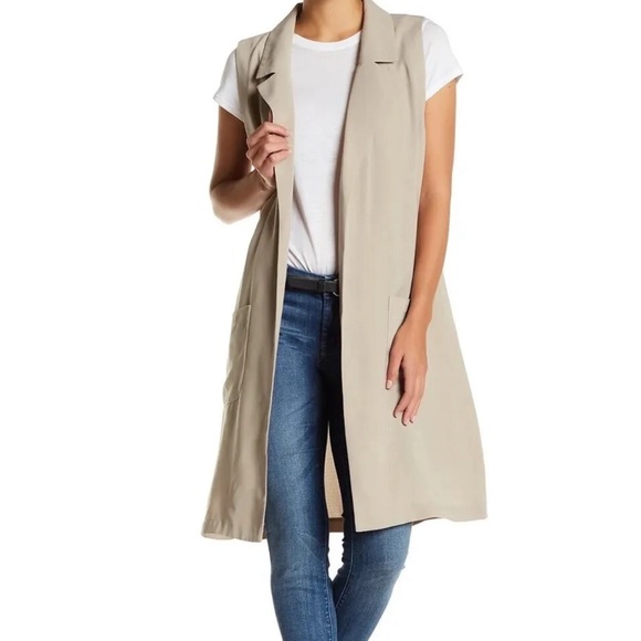 14th & Union Beige Morel Women’s size Larger Pocket Vest Jacket open front. - Picture 1 of 7